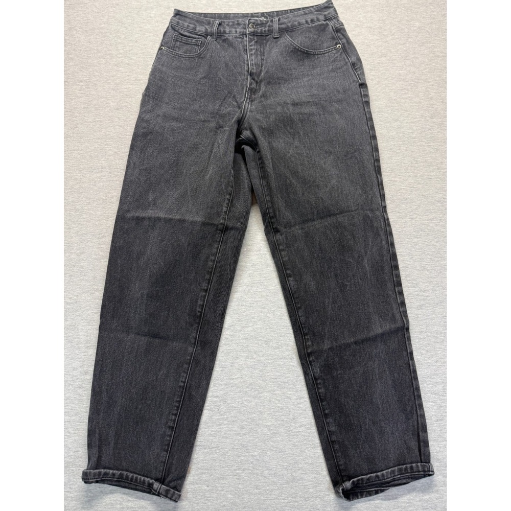 PrettyLittleThing Mom Jeans Womens 10 Black Washed Denim Cotton Straight Leg